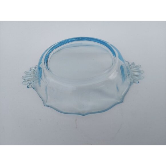 Fostoria Baroque Blue Oval Handled Glass Bowl 8 1/4" Vintage Elegant Design - Picture 4 of 4